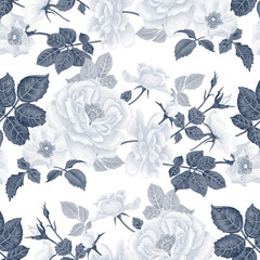 Nahtloses Blumenmuster mit Rosen. © marinavorona