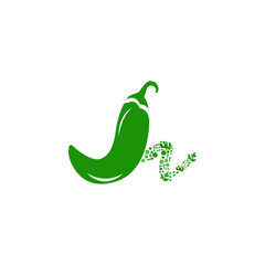 green herbs logo type h with icon chilli vector design