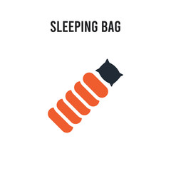 Sleeping bag vector icon on white background. Red and black colored Sleeping bag icon. Simple element illustration sign symbol EPS