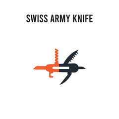 Swiss army knife vector icon on white background. Red and black colored Swiss army knife icon. Simple element illustration sign symbol EPS