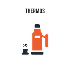 Thermos vector icon on white background. Red and black colored Thermos icon. Simple element illustration sign symbol EPS