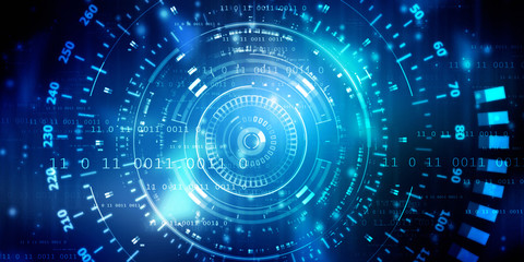 2d illustration Abstract futuristic electronic circuit technology background