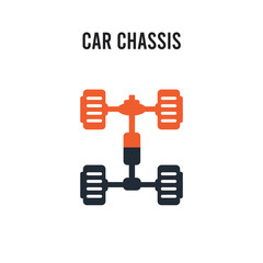 car chassis vector icon on white background. Red and black colored car chassis icon. Simple element illustration sign symbol EPS