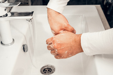 Coronavirus. Proper washing and handling of hands. Liquid antibacterial soap. Self-isolation and...