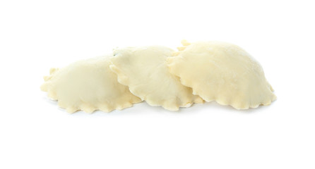 Fototapeta na wymiar Raw ravioli on white background