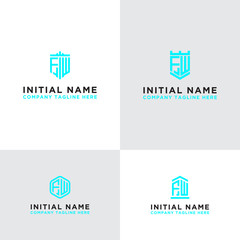 Inspiring logo design Set, for companies from the initial letters of the FW logo icon. -Vectors