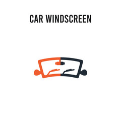 car windscreen vector icon on white background. Red and black colored car windscreen icon. Simple element illustration sign symbol EPS