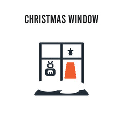 Christmas window vector icon on white background. Red and black colored Christmas window icon. Simple element illustration sign symbol EPS