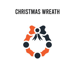 Christmas wreath vector icon on white background. Red and black colored Christmas wreath icon. Simple element illustration sign symbol EPS