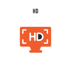 Hd vector icon on white background. Red and black colored Hd icon. Simple element illustration sign symbol EPS