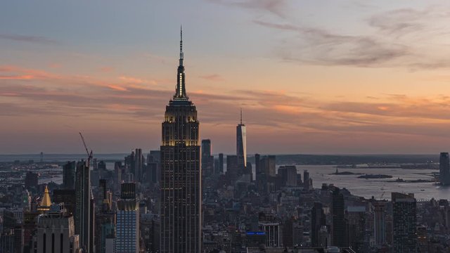Medium New York City Skyline Day to Night Time Lapse