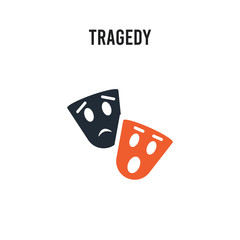 tragedy vector icon on white background. Red and black colored tragedy icon. Simple element illustration sign symbol EPS