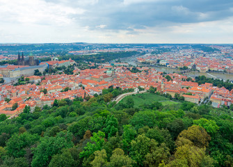 Fototapeta na wymiar Aerial view over the city of Prague