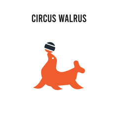 circus walrus vector icon on white background. Red and black colored circus walrus icon. Simple element illustration sign symbol EPS