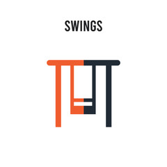 Swings vector icon on white background. Red and black colored Swings icon. Simple element illustration sign symbol EPS