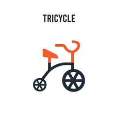 Fototapeta na wymiar Tricycle vector icon on white background. Red and black colored Tricycle icon. Simple element illustration sign symbol EPS