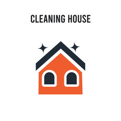 Cleaning House vector icon on white background. Red and black colored Cleaning House icon. Simple element illustration sign symbol EPS