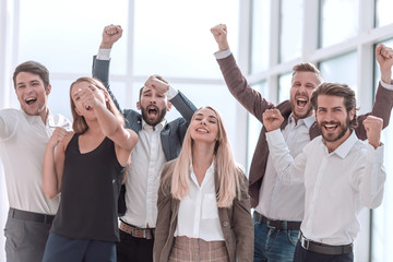 Obraz premium close up. a group of happy young business people.