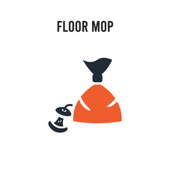 Floor mop vector icon on white background. Red and black colored Floor mop icon. Simple element illustration sign symbol EPS