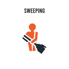 Sweeping vector icon on white background. Red and black colored Sweeping icon. Simple element illustration sign symbol EPS