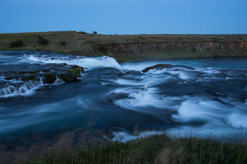 Aegissidufoss waterfall in river Ranga near Hella in Iceland