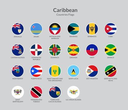 Caribbean Countries countries flag icons collection