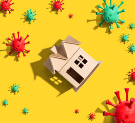House with epidemic influenza and Coronavirus Covid-19 concept