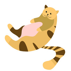 Cute cat vector illustration isolated on white background. Can be used as advertising. Sticker, logo, icon. Vector flat illustration. Hand drawn