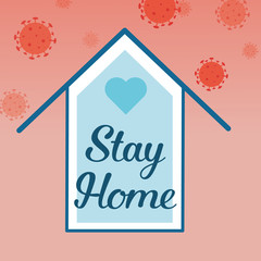 I stay at home awareness social media campaign and coronavirus prevention: family smiling and staying together