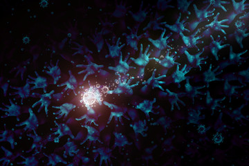 and abstract conceptual images describe the pandemic of the coronavirus.