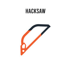 Hacksaw vector icon on white background. Red and black colored Hacksaw icon. Simple element illustration sign symbol EPS