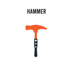 Hammer vector icon on white background. Red and black colored Hammer icon. Simple element illustration sign symbol EPS