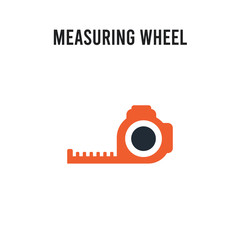 Measuring wheel vector icon on white background. Red and black colored Measuring wheel icon. Simple element illustration sign symbol EPS