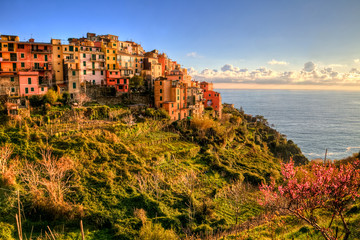 Fototapeta na wymiar Beautiful sunset - on of the Cinque Terre town