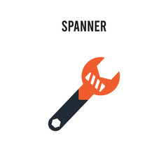 Spanner vector icon on white background. Red and black colored Spanner icon. Simple element illustration sign symbol EPS