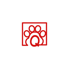logo dog paw with letter q vector design	