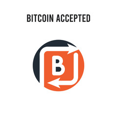 Bitcoin accepted vector icon on white background. Red and black colored Bitcoin accepted icon. Simple element illustration sign symbol EPS