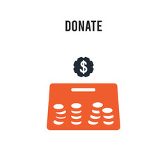 Donate vector icon on white background. Red and black colored Donate icon. Simple element illustration sign symbol EPS