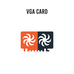 Vga card vector icon on white background. Red and black colored Vga card icon. Simple element illustration sign symbol EPS