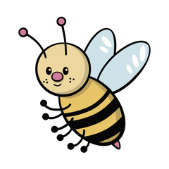 Vector illustration of a cute bee isolated on a white background. Can represent insects, nature, honey, allergies, food, pollen, an ecosystem, ecofriendly themes, the environment, sugar, conservation 