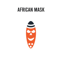 African mask vector icon on white background. Red and black colored African mask icon. Simple element illustration sign symbol EPS
