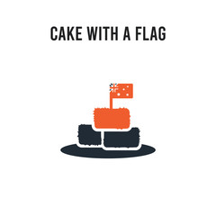 Cake with a flag vector icon on white background. Red and black colored Cake with a flag icon. Simple element illustration sign symbol EPS