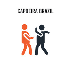 Capoeira Brazil dancers vector icon on white background. Red and black colored Capoeira Brazil dancers icon. Simple element illustration sign symbol EPS