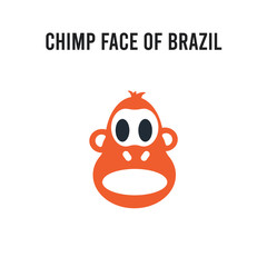 Chimp face of Brazil vector icon on white background. Red and black colored Chimp face of Brazil icon. Simple element illustration sign symbol EPS