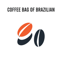 Coffee bag of Brazilian beans vector icon on white background. Red and black colored Coffee bag of Brazilian beans icon. Simple element illustration sign symbol EPS