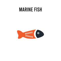 Marine Fish vector icon on white background. Red and black colored Marine Fish icon. Simple element illustration sign symbol EPS