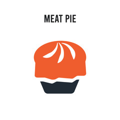 Fototapeta premium Meat pie vector icon on white background. Red and black colored Meat pie icon. Simple element illustration sign symbol EPS