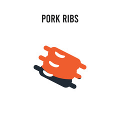 Pork Ribs vector icon on white background. Red and black colored Pork Ribs icon. Simple element illustration sign symbol EPS