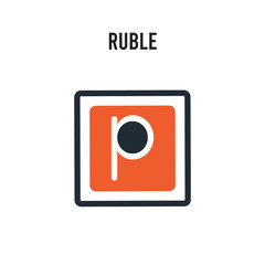 Ruble vector icon on white background. Red and black colored Ruble icon. Simple element illustration sign symbol EPS