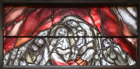 God bears the guilt of all mankind, takes hold of sinners and saves them from death, detail of...